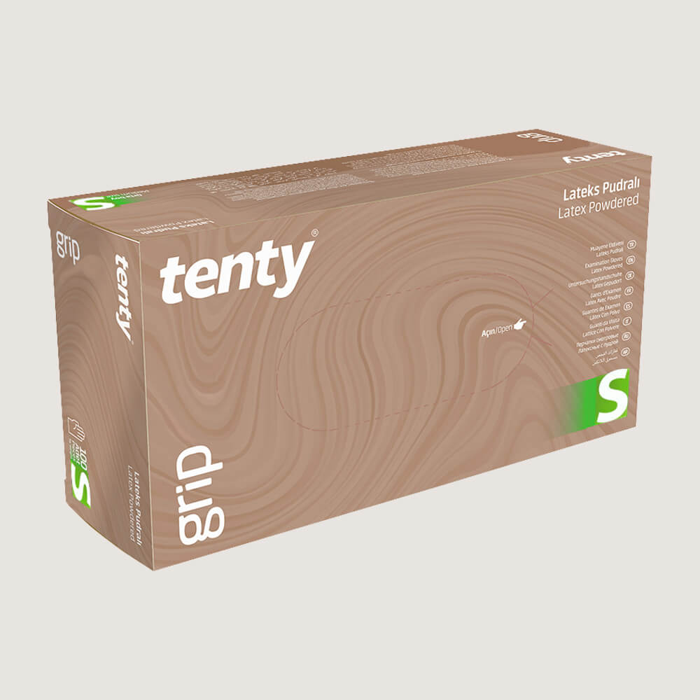 Tenty Grip Pudralı Lateks Muayene Eldiveni S Beden Beyaz 100’lü