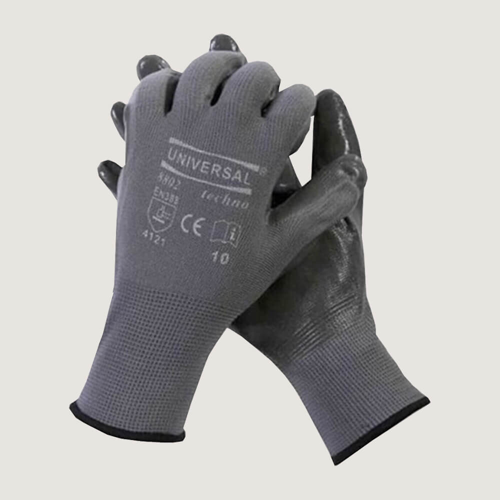 Universal Techno 8802 Gri Nitril Kaplı Montaj İş Eldiveni 10 Beden