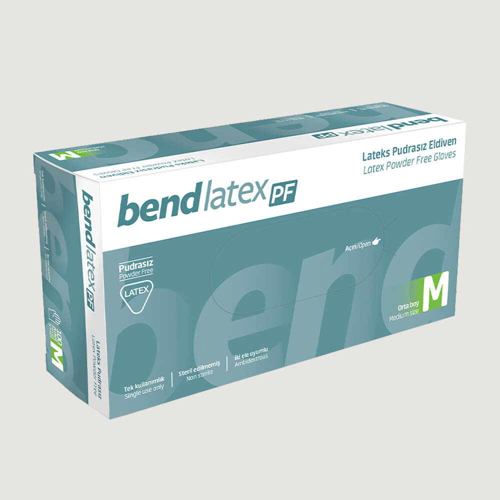 Bend Latex Pudrasız Lateks Eldiven M Beden Beyaz 100’lü